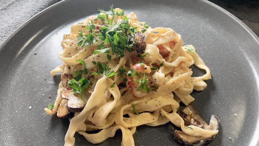 Plate of Crawfish Porcini Fettuccini Alfredo